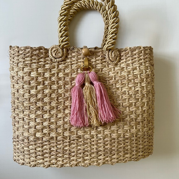 Elegant Large Summer Handwoven Bag - Bohemian Iraca Palm Straw Top Handle Bag - Picture 3 of 9